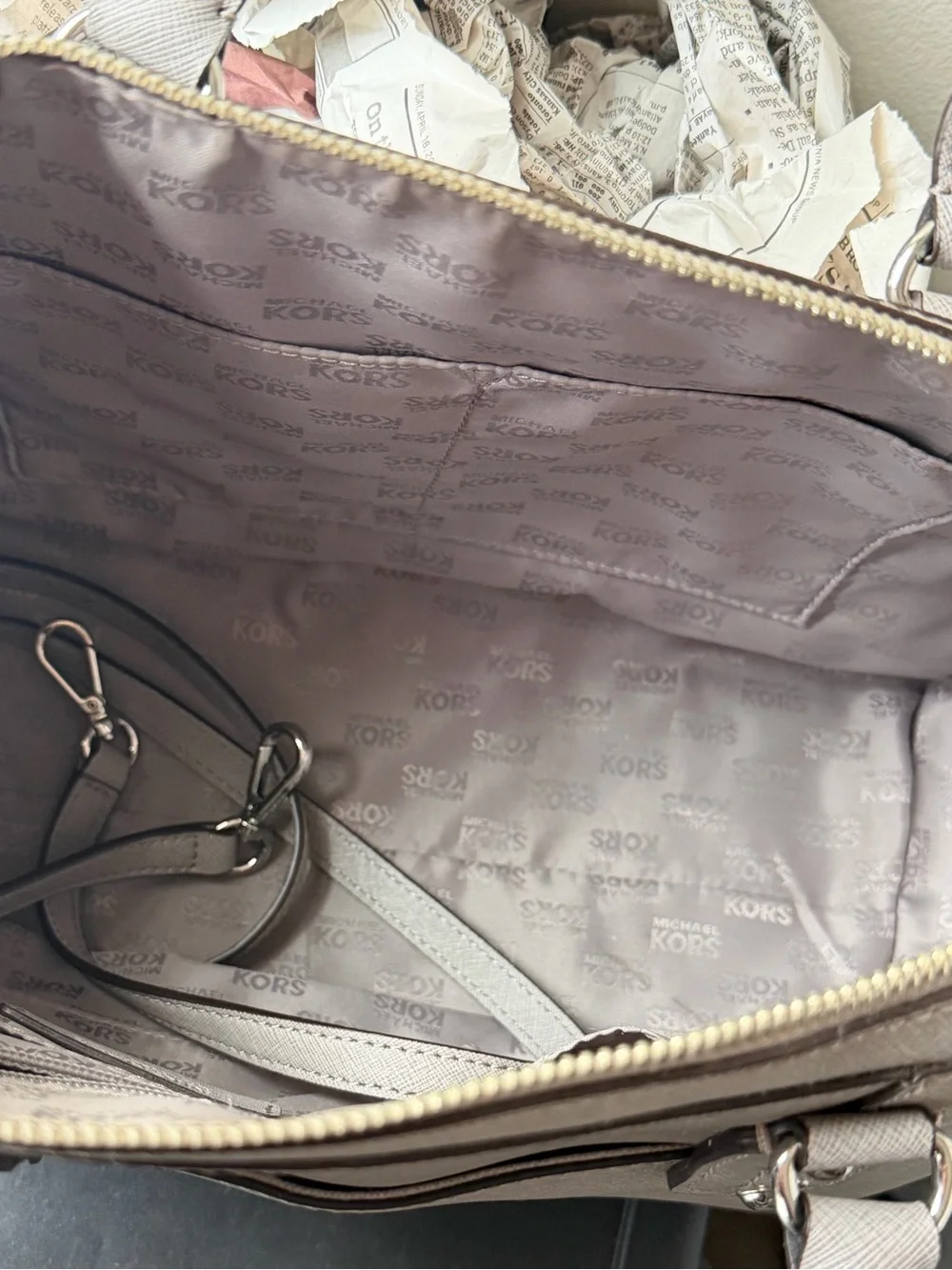 Michael Kors Gray Saffiano Dome Satchel